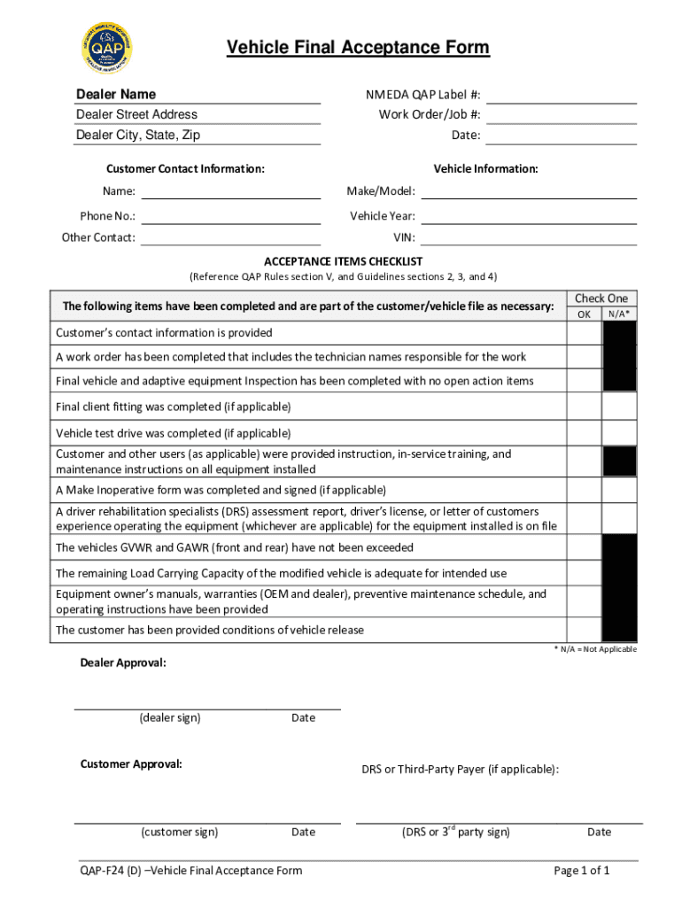  Manufacturer QAP Rules NMEDA 2018-2024