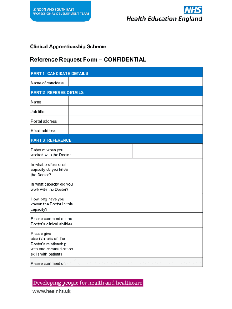  Clinical Apprenticeship SchemeReference Request Fo 2018-2024