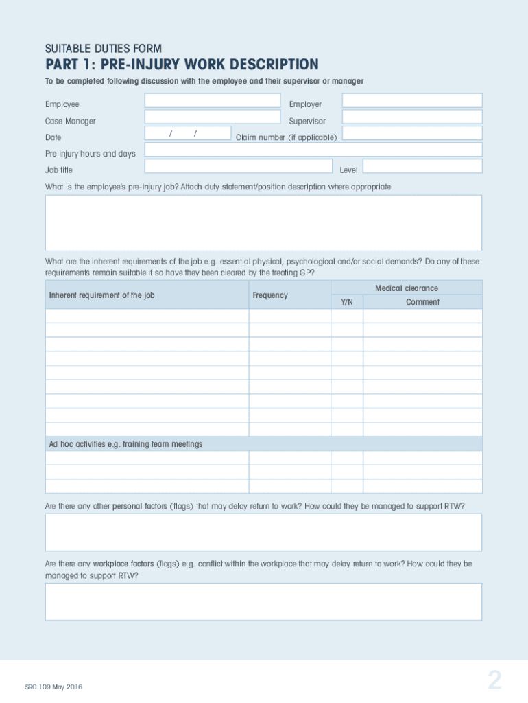 Duties Form