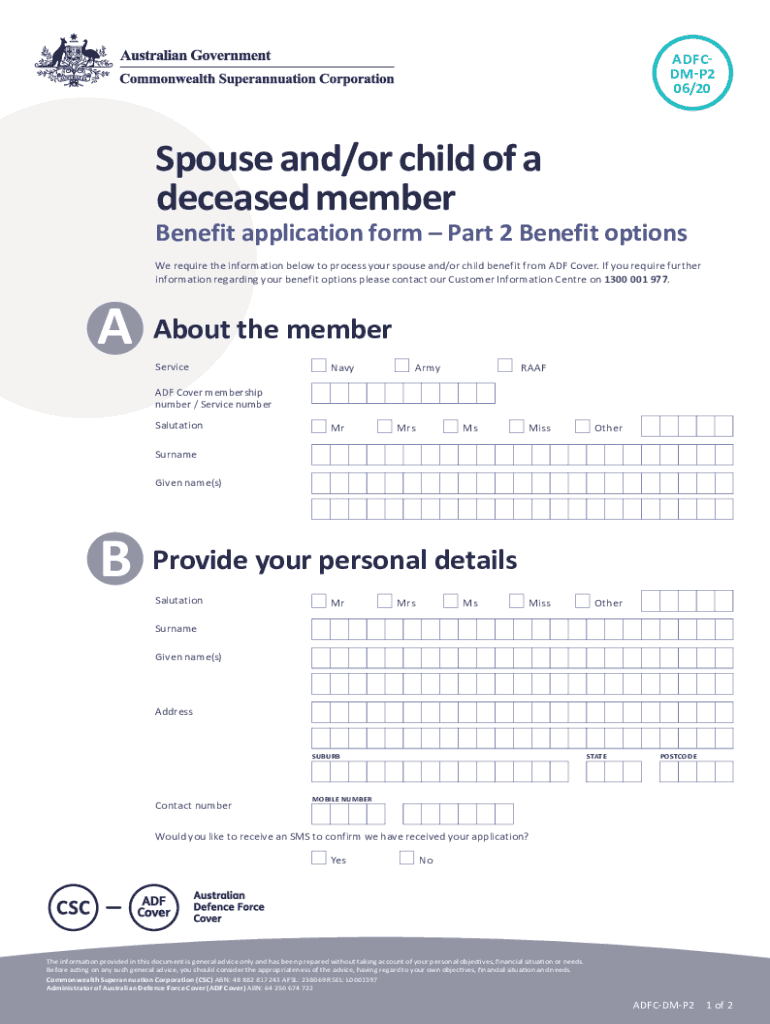 Spouse Andor Child of a Deceased Member Spouse Andor Child of a Deceased Member  Form