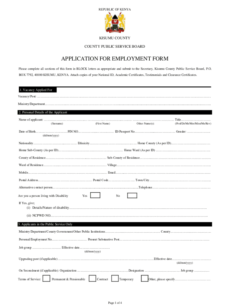 Application Employment Form County