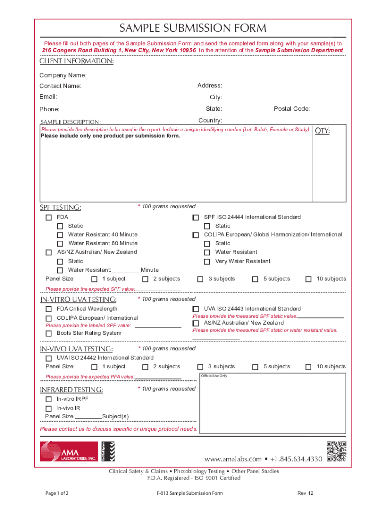 Sample Submission Department of Primary Industries  Form