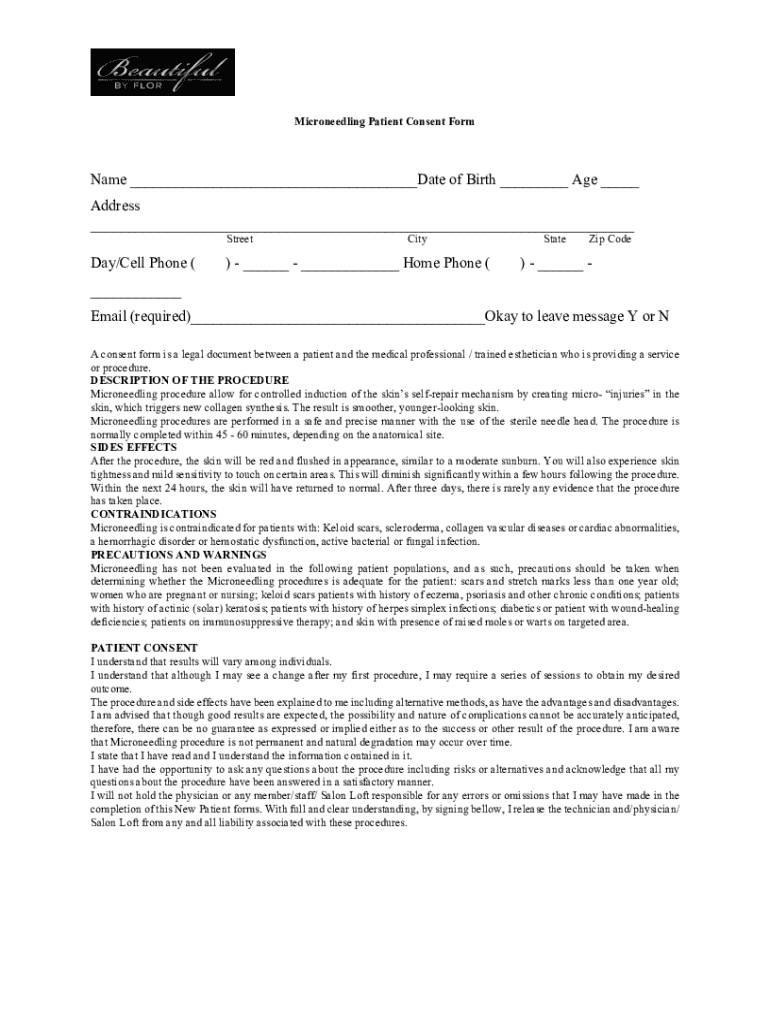 Micro Needling Consent Form PatientPopMicroneedling Consent Form Fill Out and Sign Printable Microneedling with SkinPenPatient C