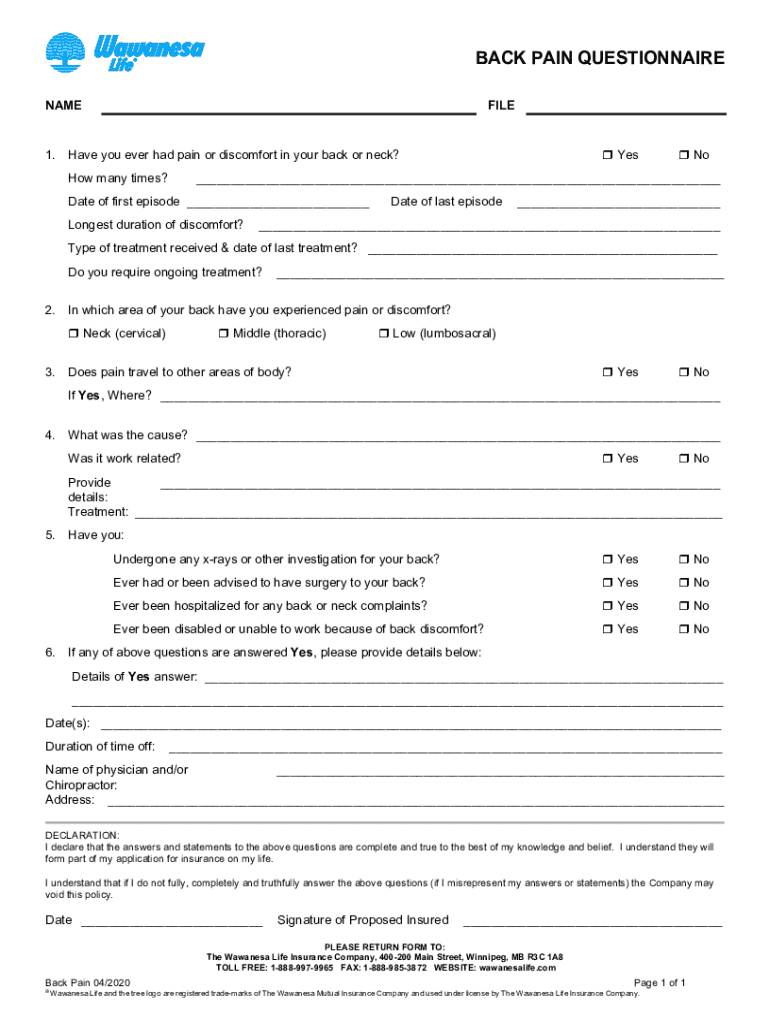 Chronic Pain Management MR# Pain Assessment Questionnaire  Form