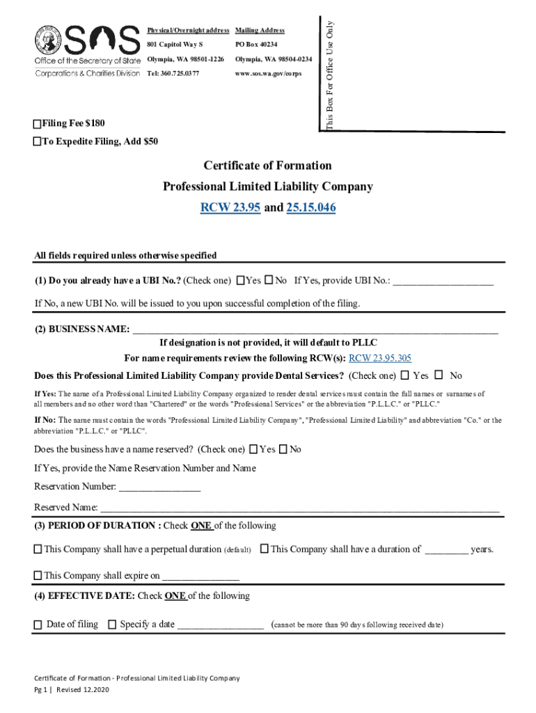 Wa Secretary State Llc  Form