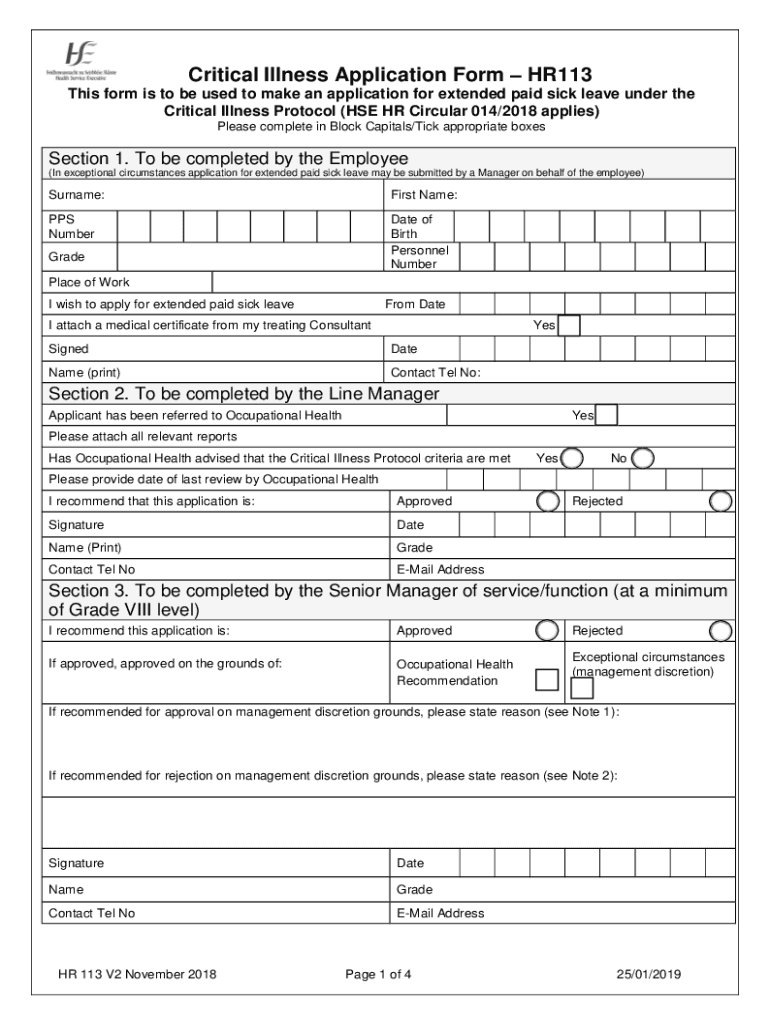 Fill Fillable 113ci HR113 Critical Illness Form PDF