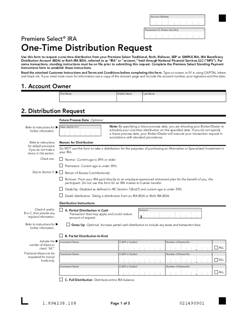 Transaction ID Broker Use Only IRA Distribution Request  Form