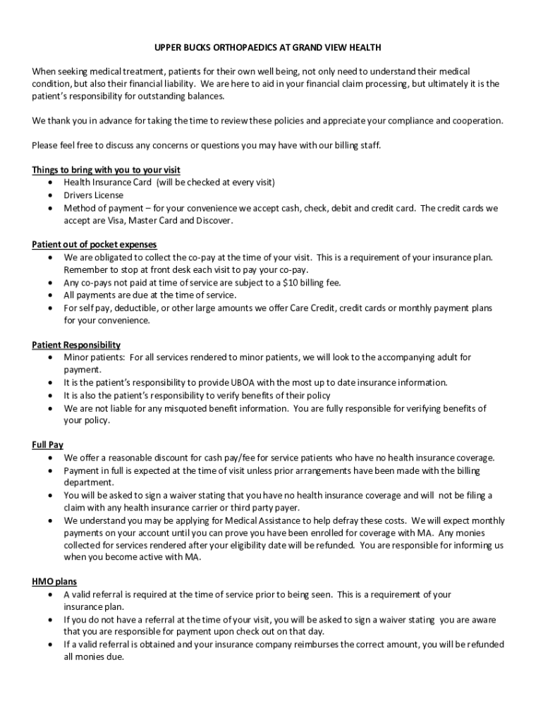 Grand View Health Orthopaedic Center Grand View Health Form