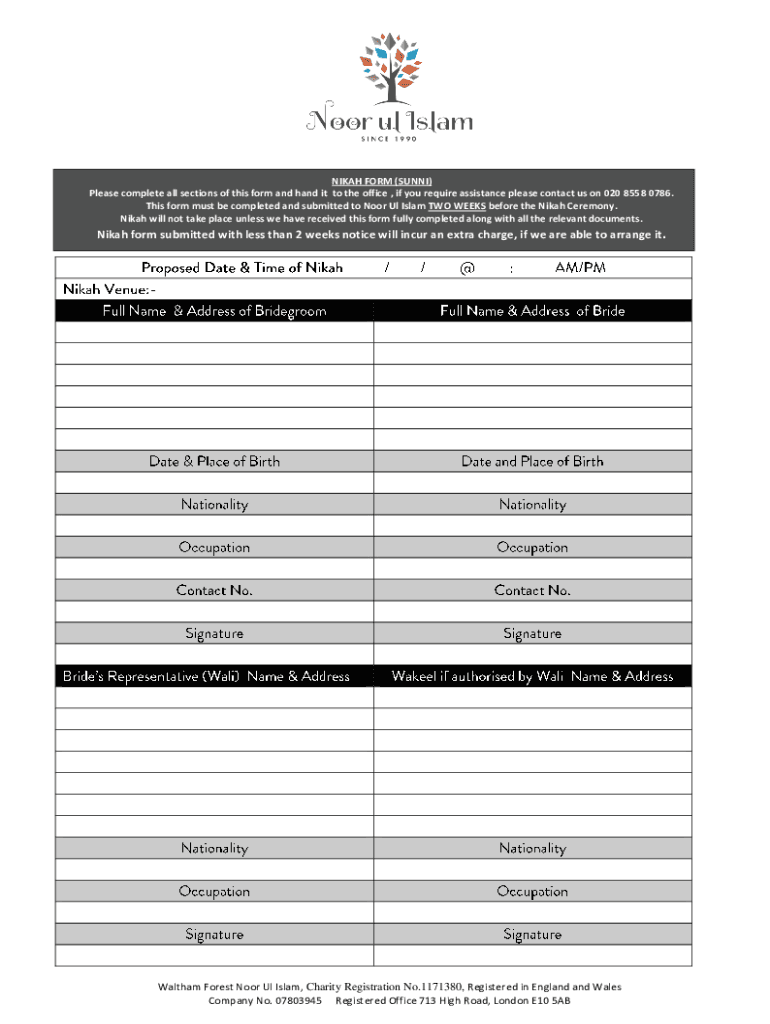  Nikah Certificate Template 2019-2024
