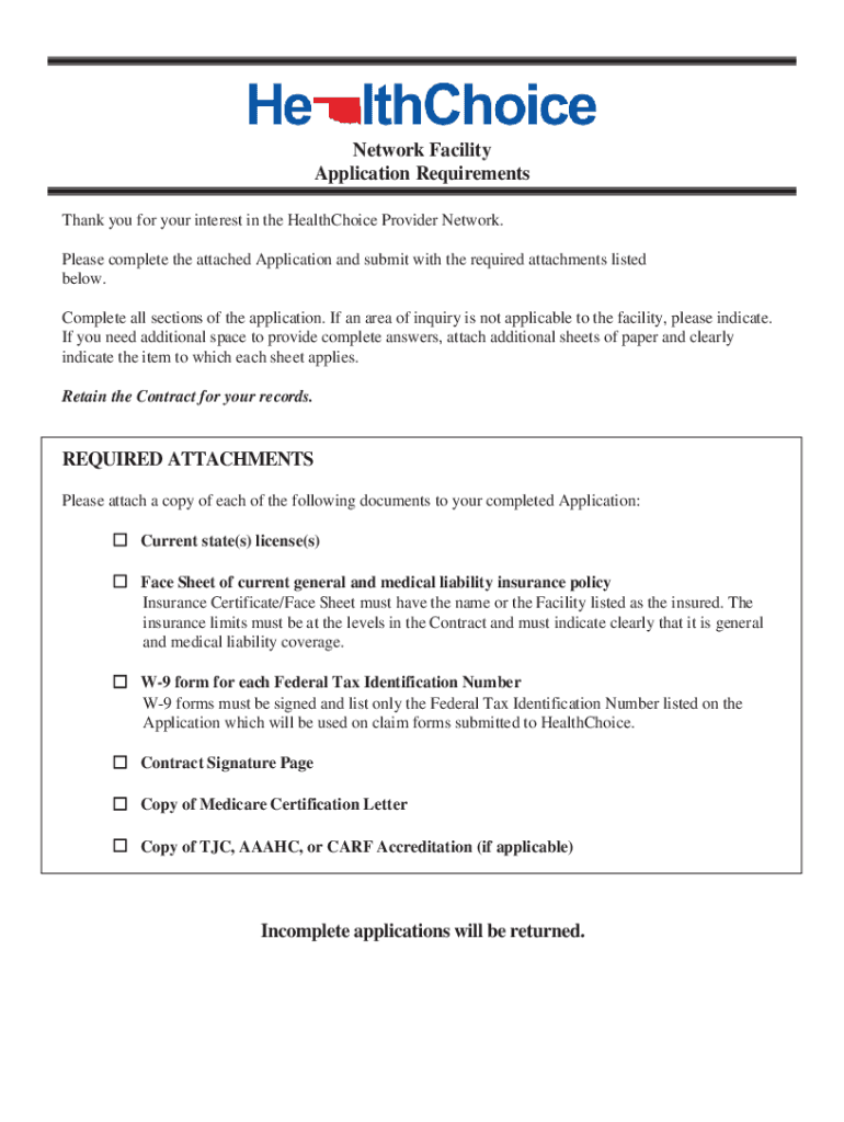 Network Ambulatory Surgery Center Facility Contract  Form