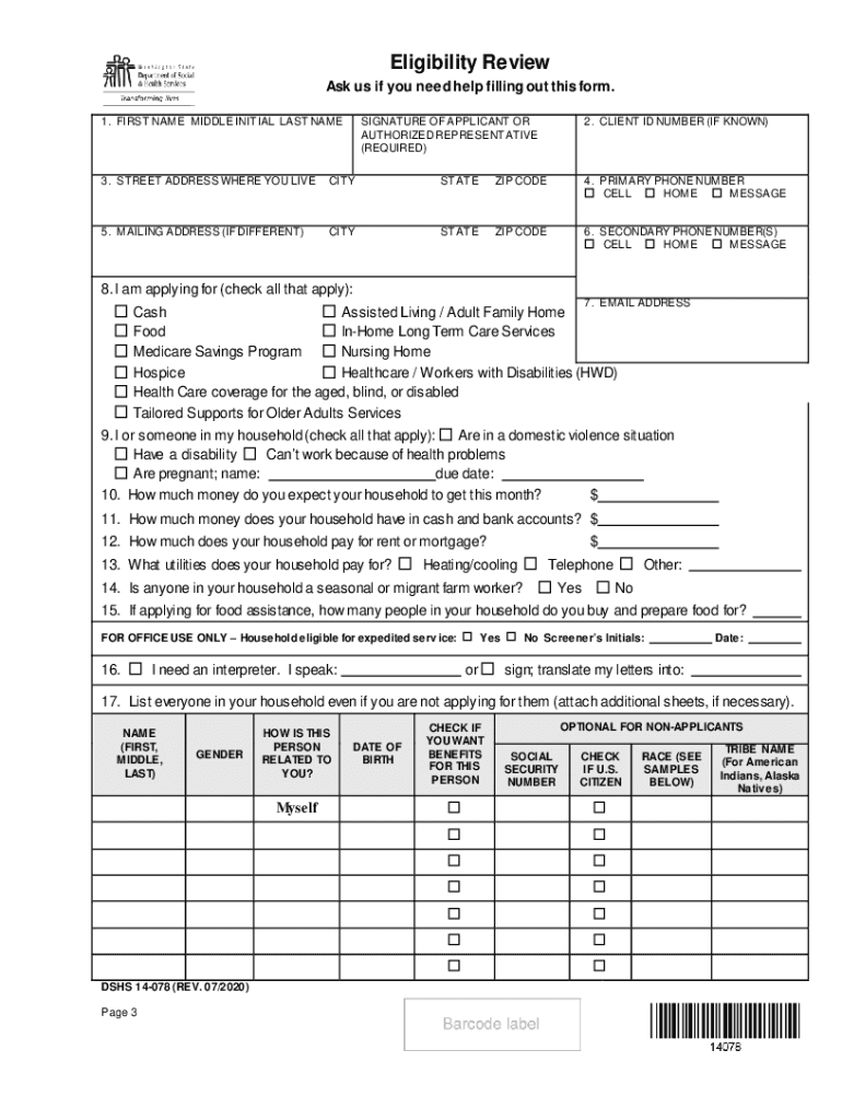 Change of Circumstances Washington State  Form