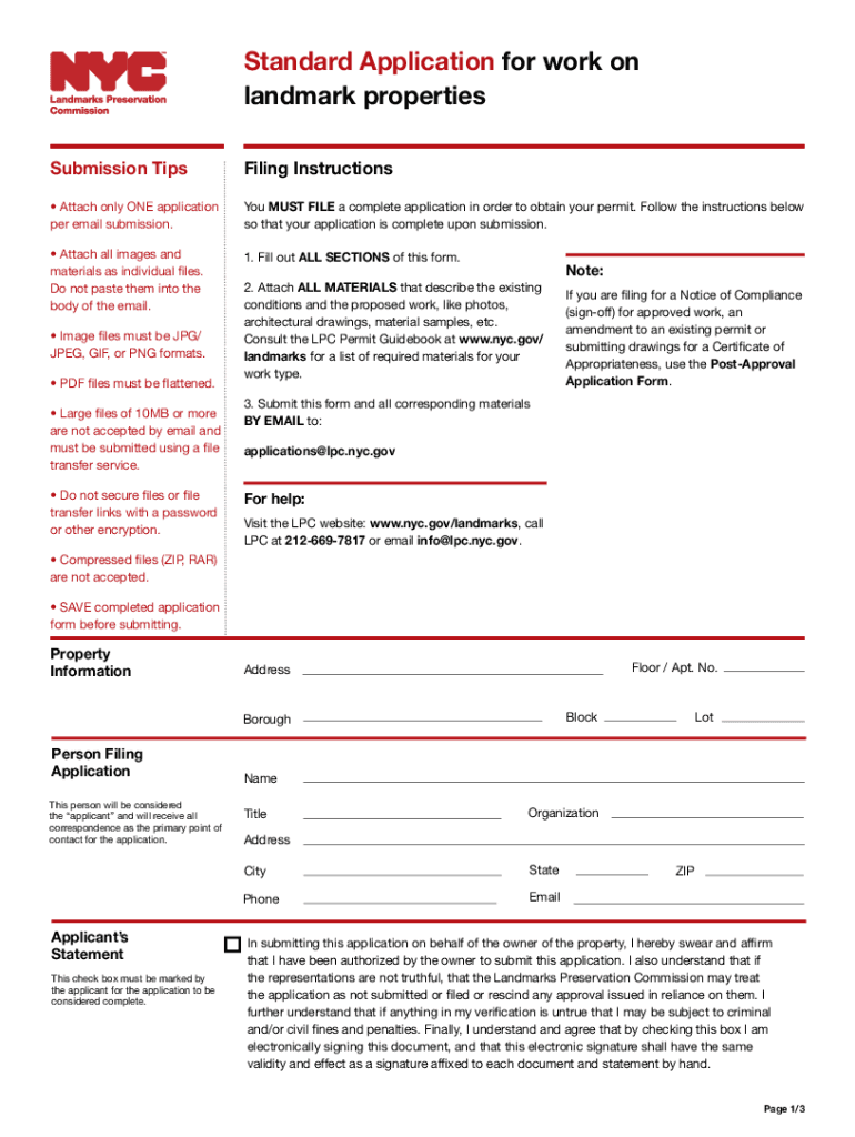  Standard Application Form NYC Gov 2021-2024