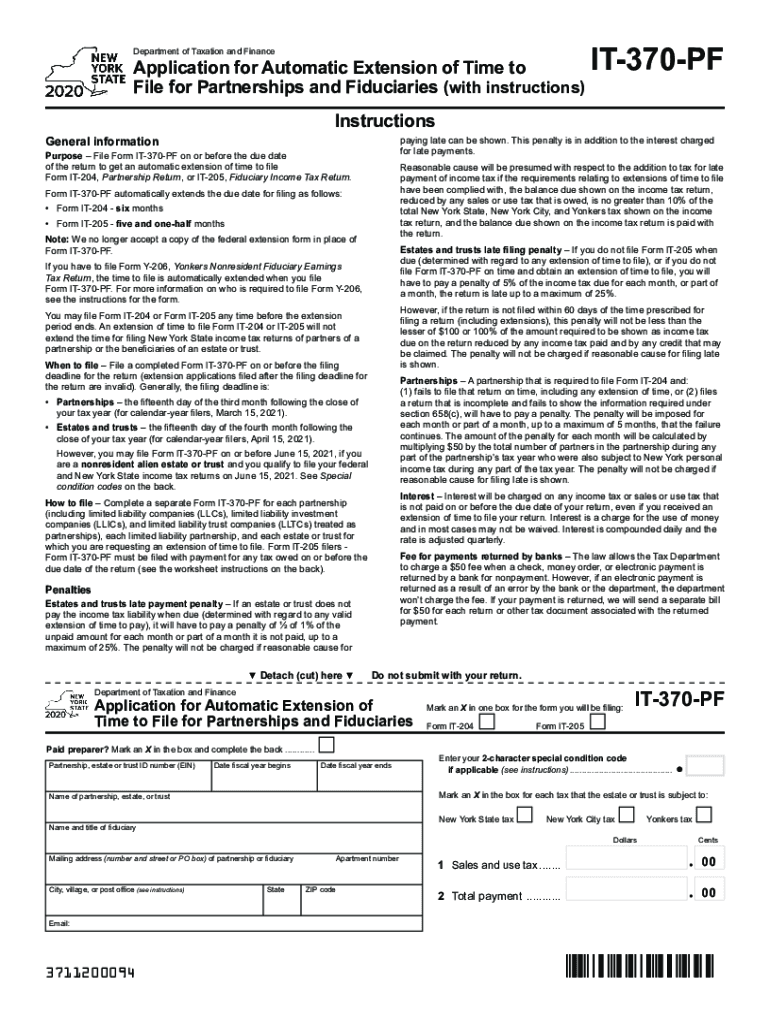 Form NY DTF it 370 PF Fill Online, Printable, Fillable, Blank