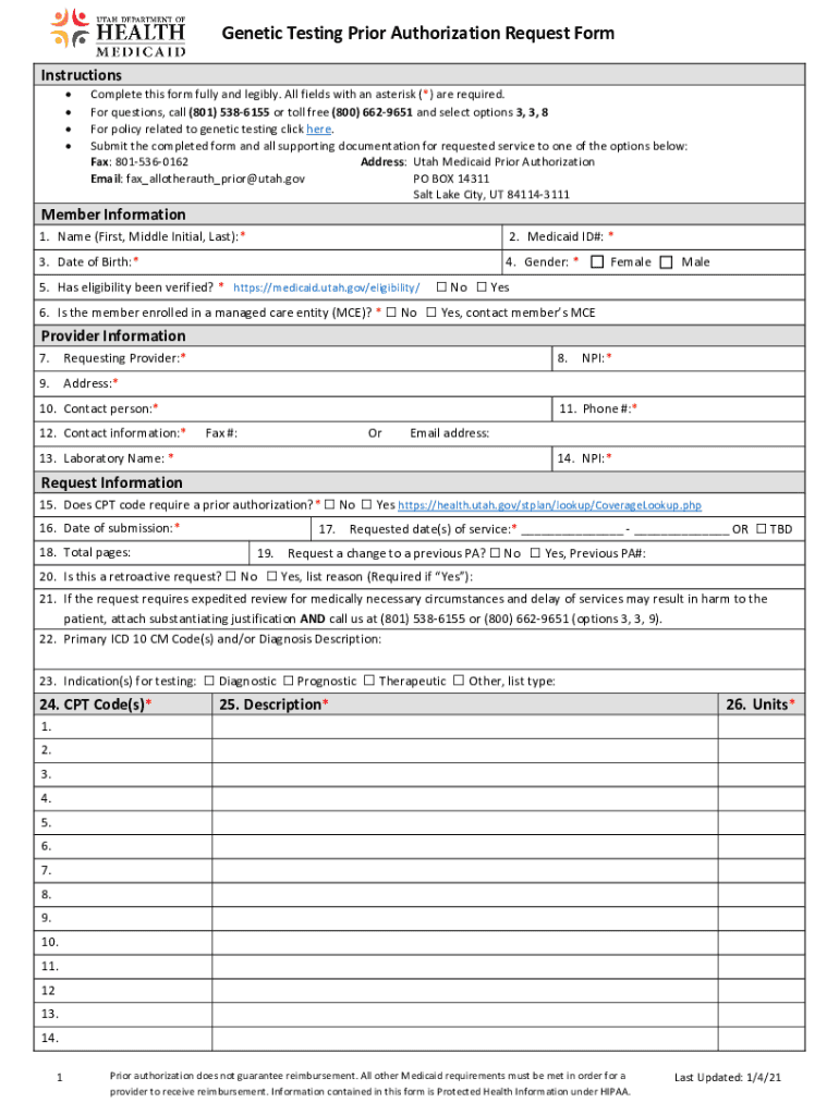 Genetic Testing Authorization Form Fax Completed Form to