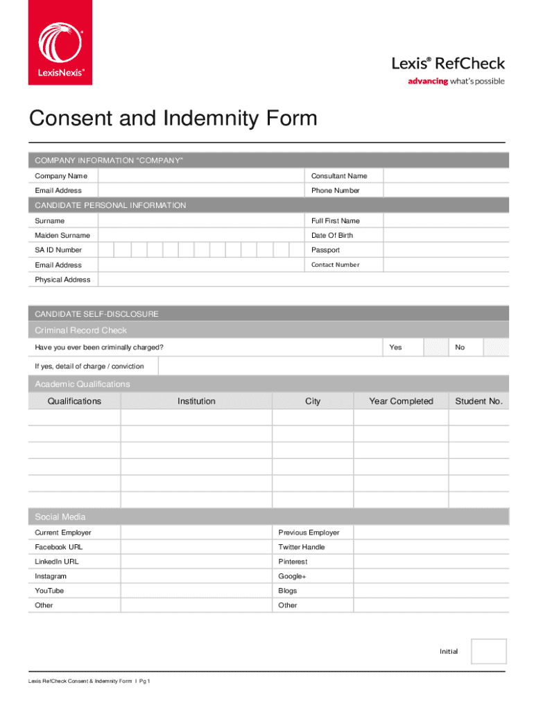  Watermark Number Consent and Indemnity Form Compan 2018-2024