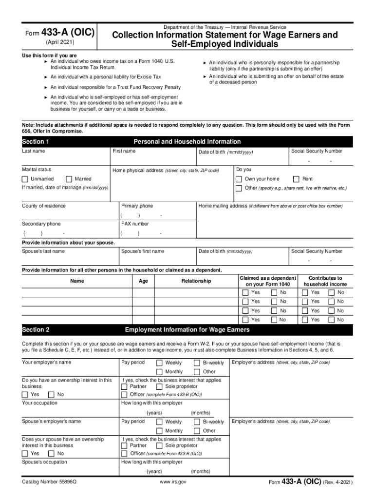 Form 433 a OIC Rev 4 Internal Revenue Service