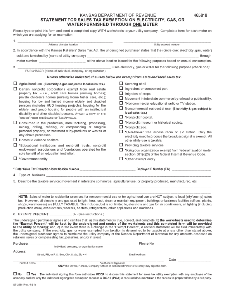  KANSAS DEPARTMENT of REVENUE 465818 STATEMENT for SALES TAX 2021-2024