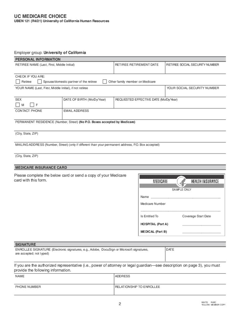 ENROLLMENT FORM for UC MEDICARE PPO or P O Box UCnet 2021-2024