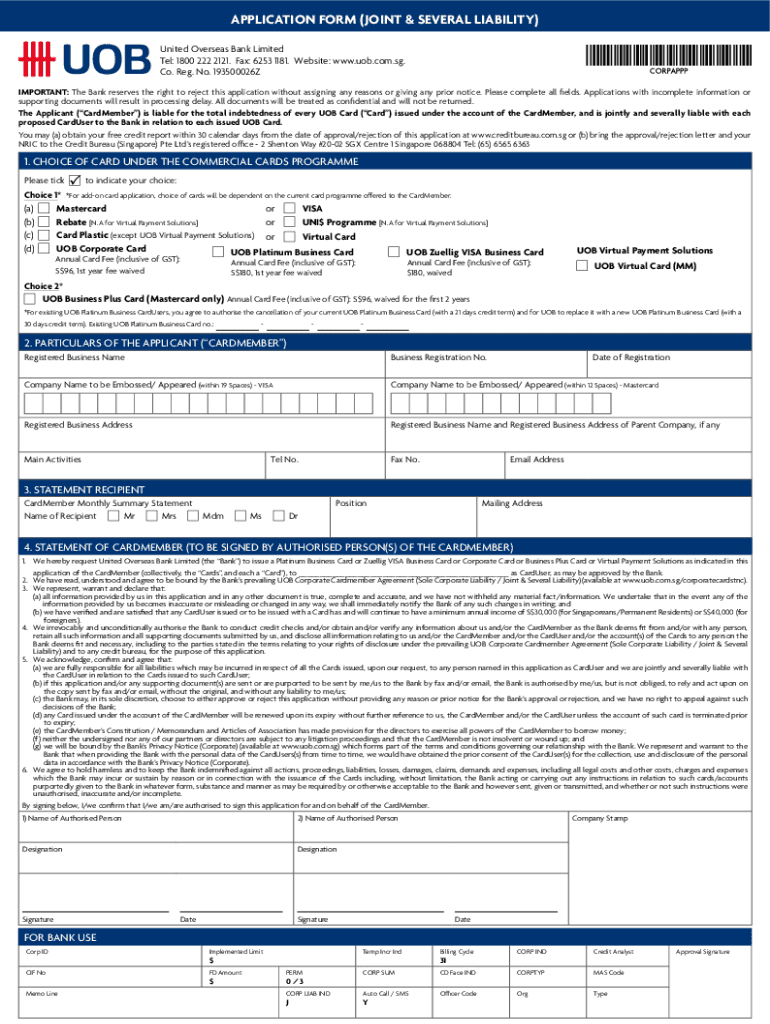  SG UOB Application Form Joint &amp;amp; Several Liability 2020-2024