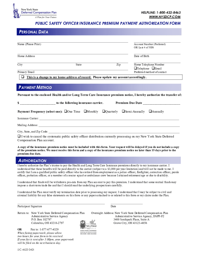 DC 4523 0421 PoliceFF Insurance Premium Form DOCX