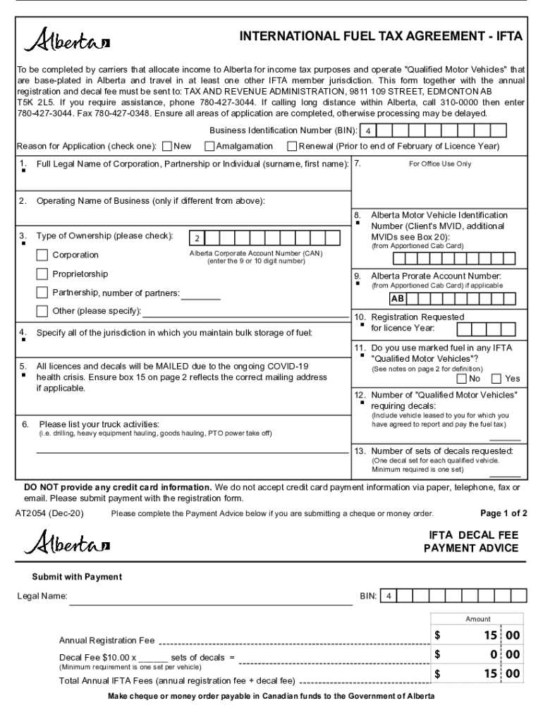 INTERNATIONAL FUEL TAX AGREEMENT IFTA Tax and Revenue  Form