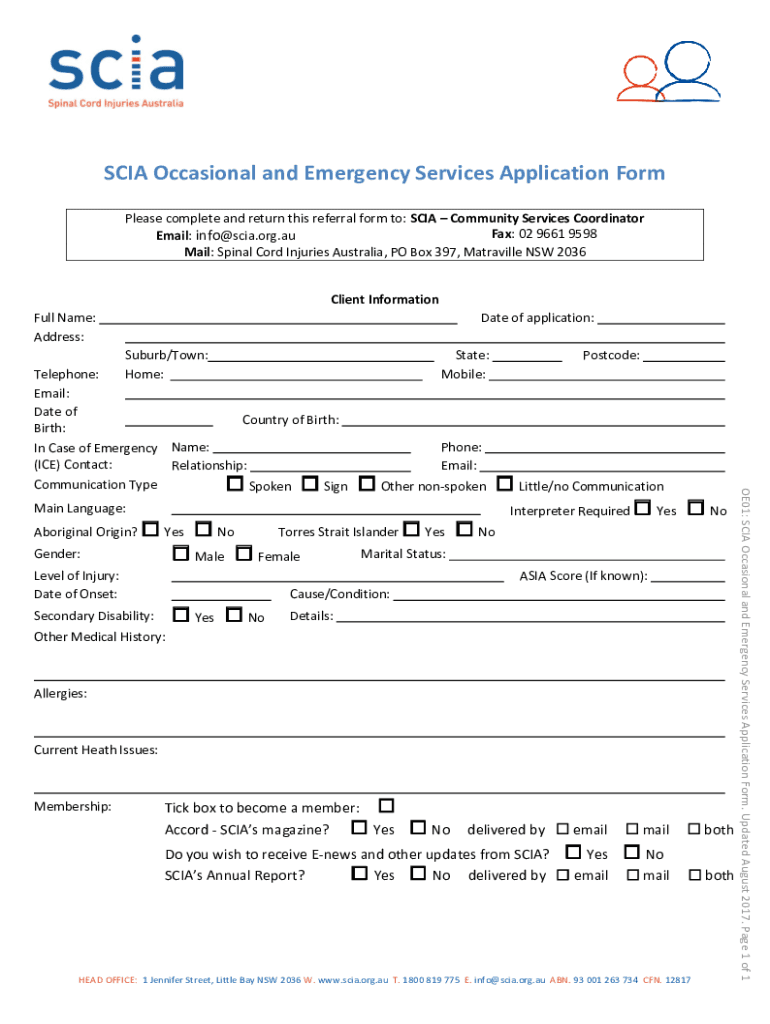  SCIA Grants Application Form 2017-2024