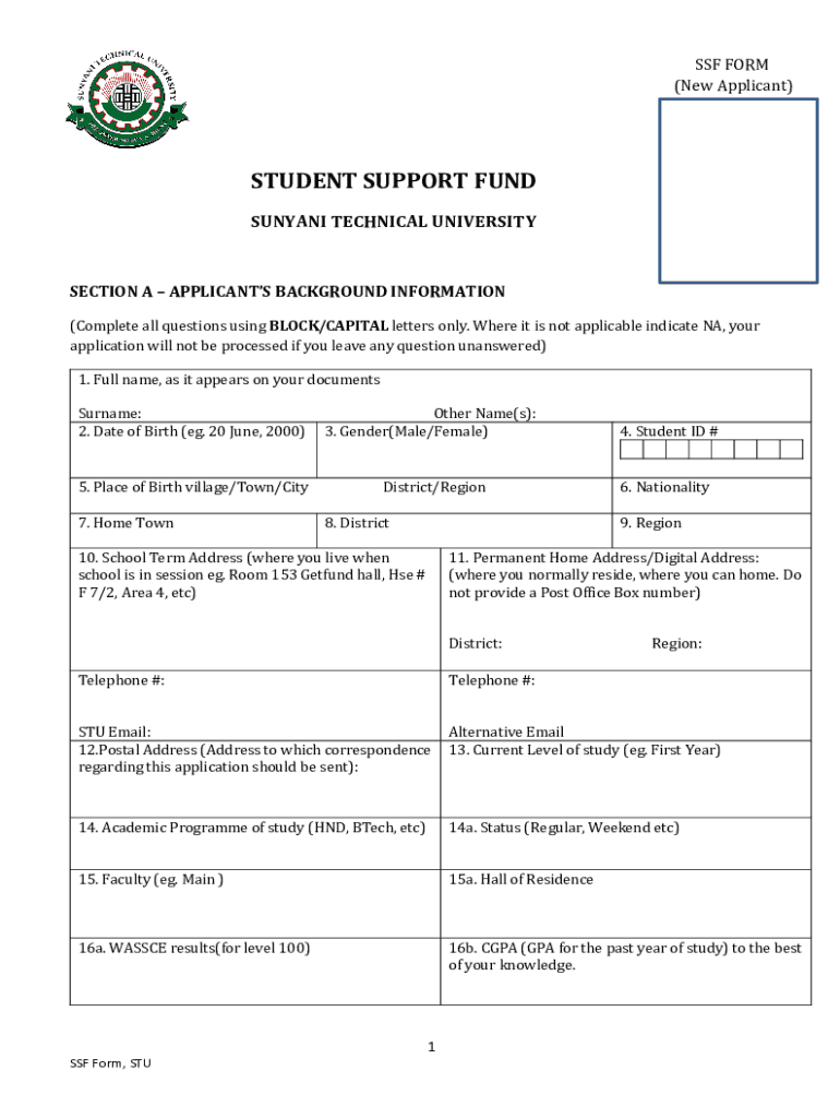 Sunyani Technical University  Form