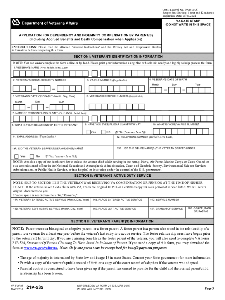 VA FORM 21 535 General Instructions Page 1 JUN