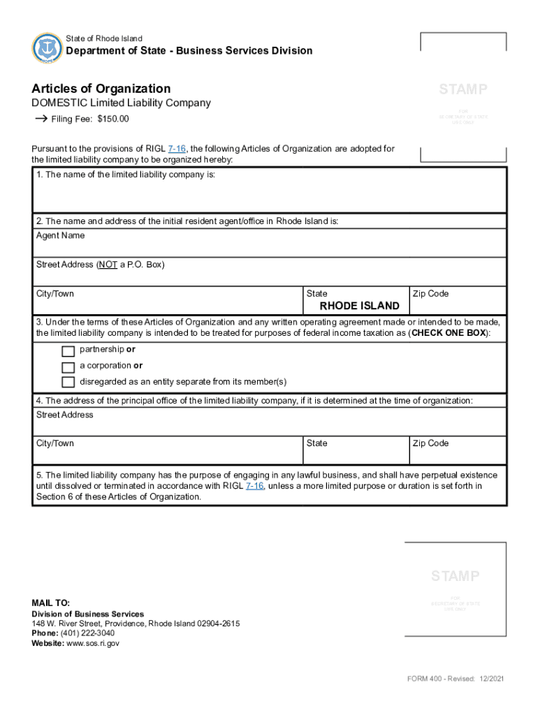  State of Rhode IslandDepartment of State Business 2021-2024