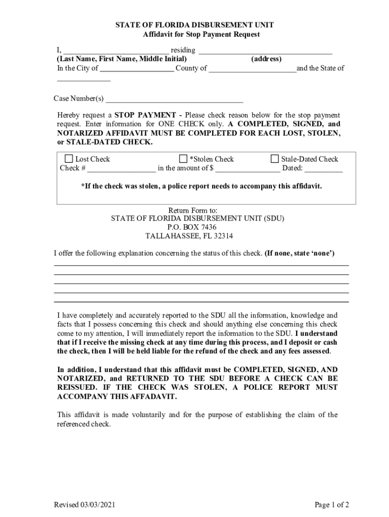  Affidavit for Stop Payment Request Affidavit for Stop Payment Request 2021-2024