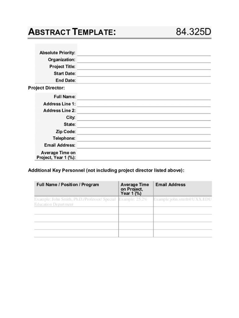 ABSTRACT TEMPLATE 326Q US Department of Education  Form