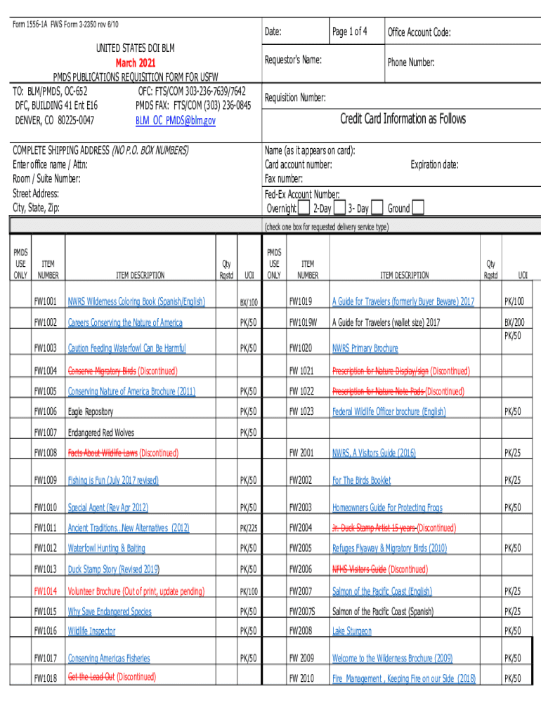  Fillable Online Fws Form 15561A FWS Form 32350 Rev 610 Date 2021-2024