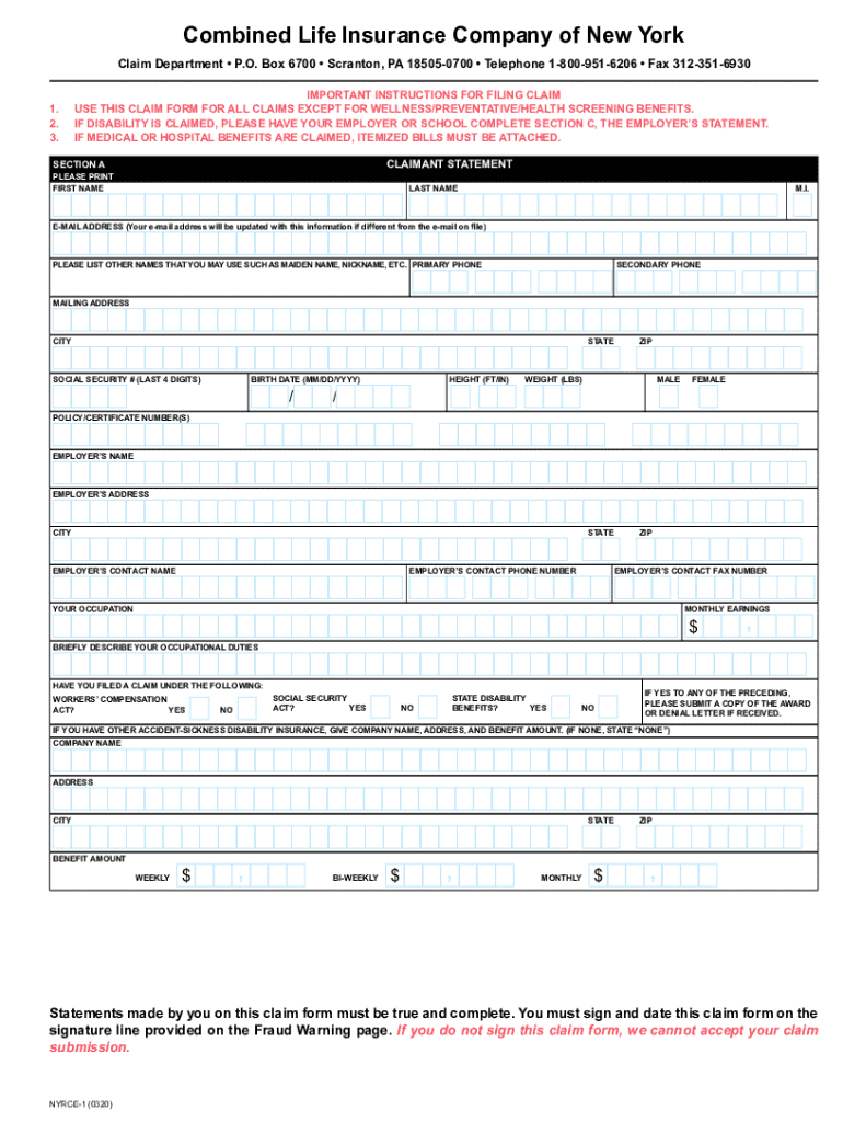 Combined Life Insurance Form