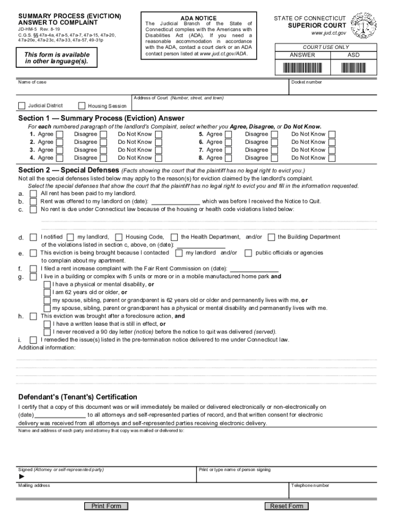  Form JD CV 77 'Foreclosure Worksheet' Connecticut 2019