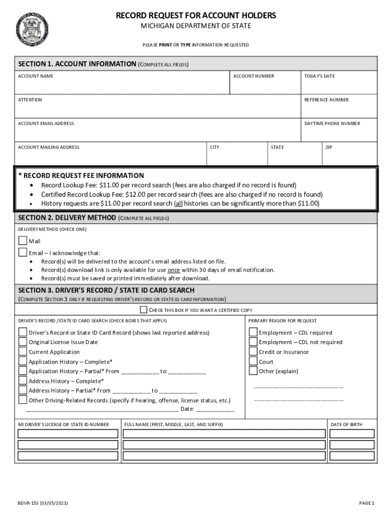  BDVR 153 Record Request for Account Holders BDVR 153 Record Request for Account Holders 2021-2024