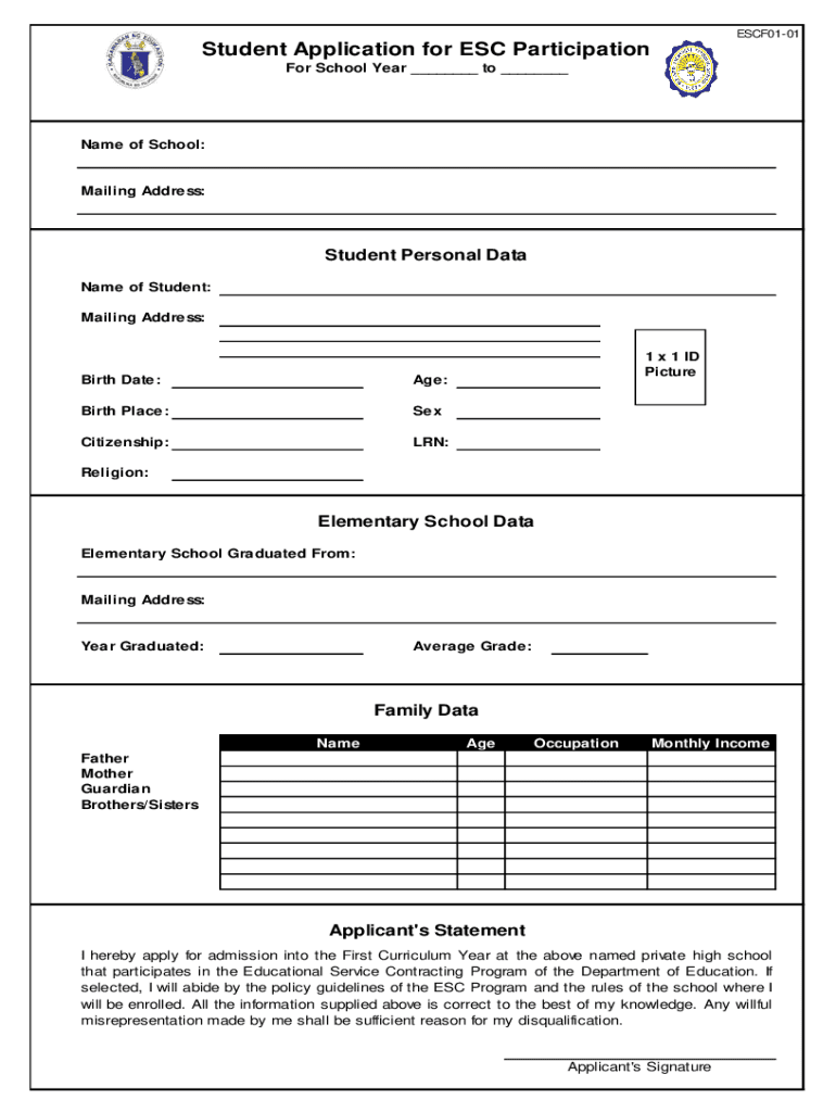 Application Educational Service Contracting Form