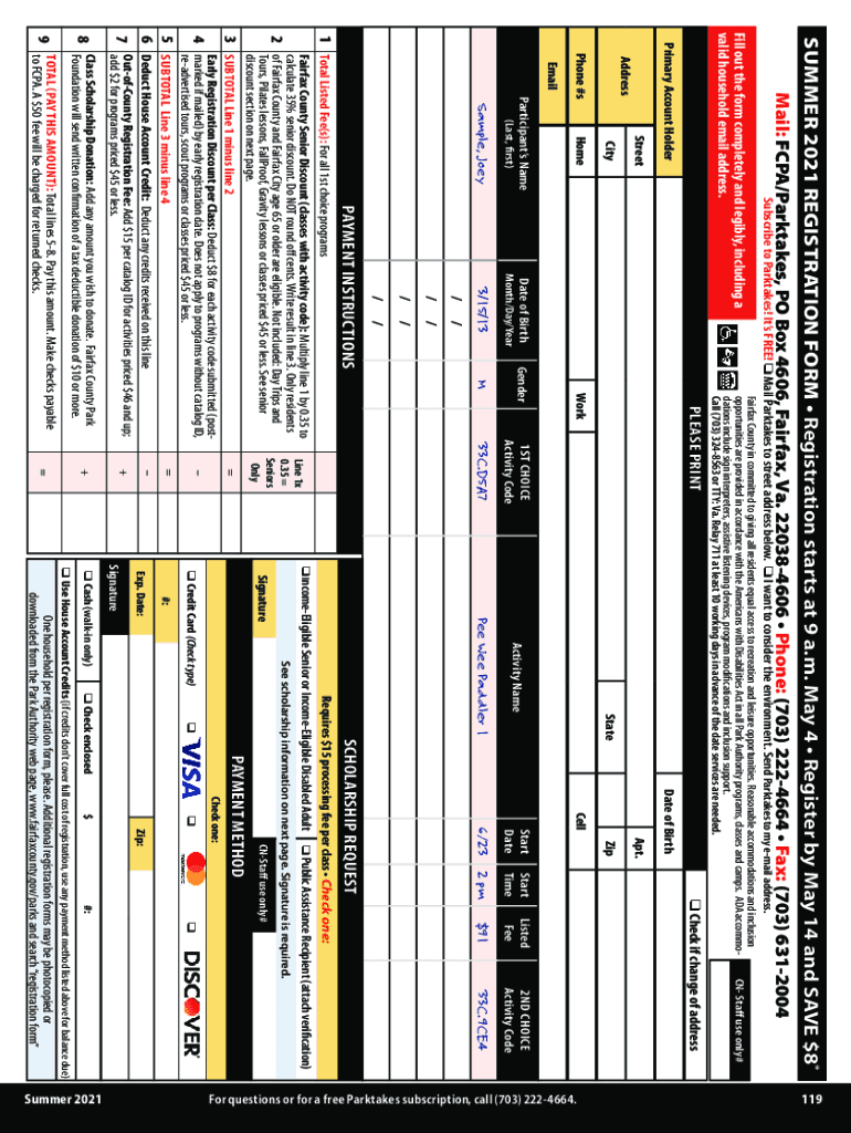 Registration Fairfax County Form