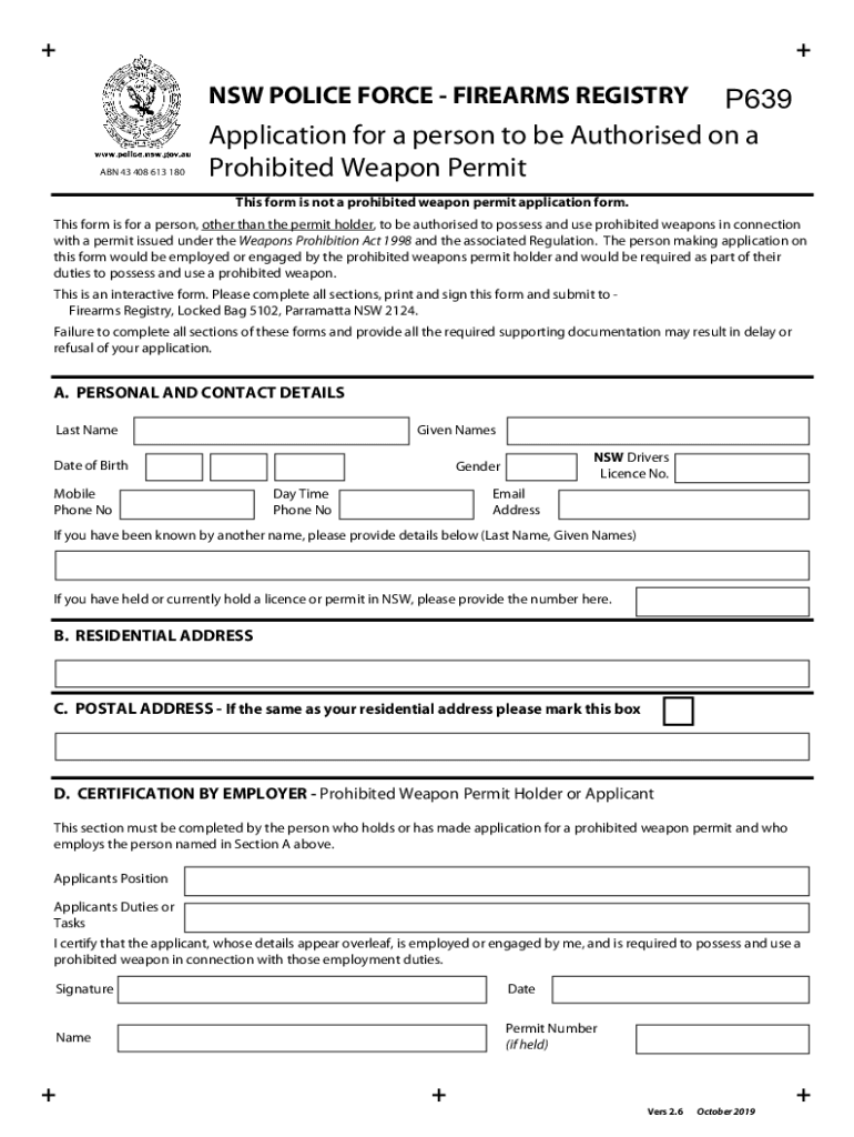Application for a Person to Be Police Nsw Gov Au  Form
