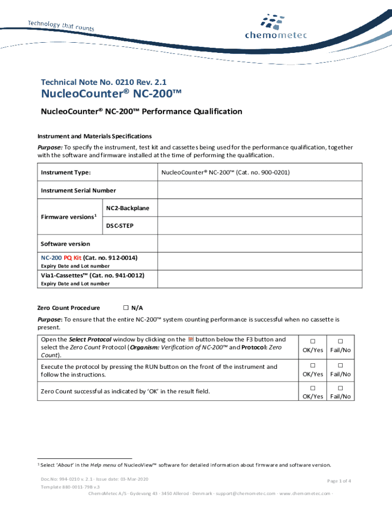 Technical Note No 0210 Rev 2 1 NucleoCounter NC 200  Form