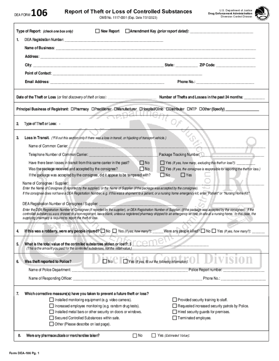 Dea Form 106