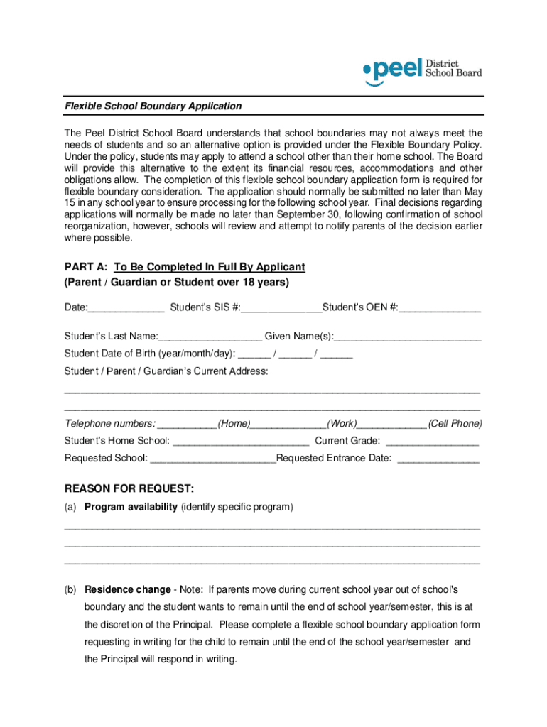 School Flexible Boundary  Form