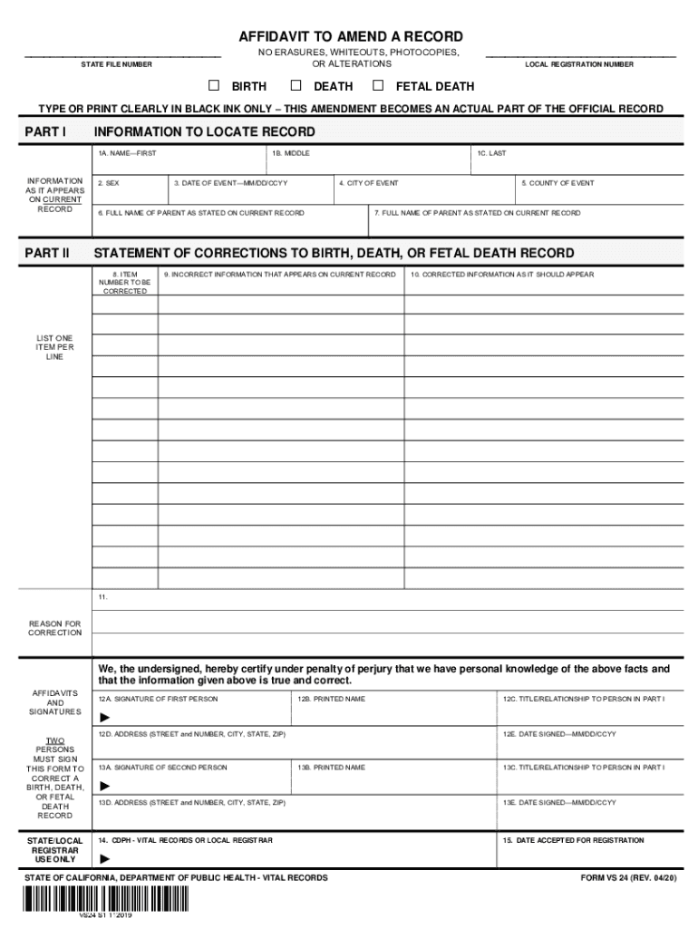  TYPE or PRINT CLEARLY in BLACK INK ONLY THIS AMENDMENT BECOMES an ACTUAL PART of the OFFICIAL RECORD 2020-2024