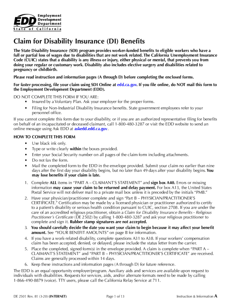  Disability InsuranceFile a DI Claim on SDI Online State Disability Insurance Edd Ca GovDisability Insurance DICalifornia EDDDisa 2020-2024