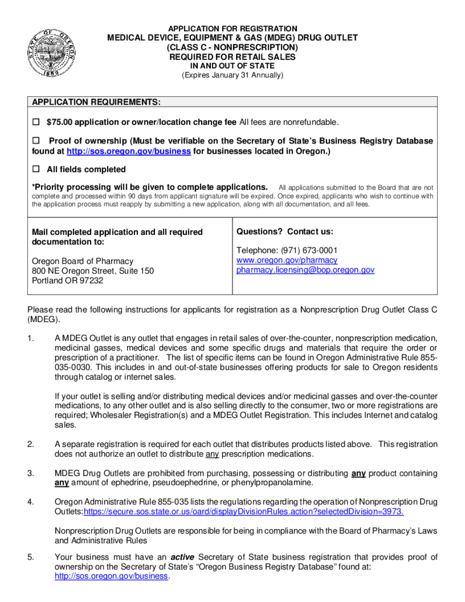  APPLICATION for REGISTRATION MEDICAL DEVICE, EQUIPMENT & GAS 2019-2024