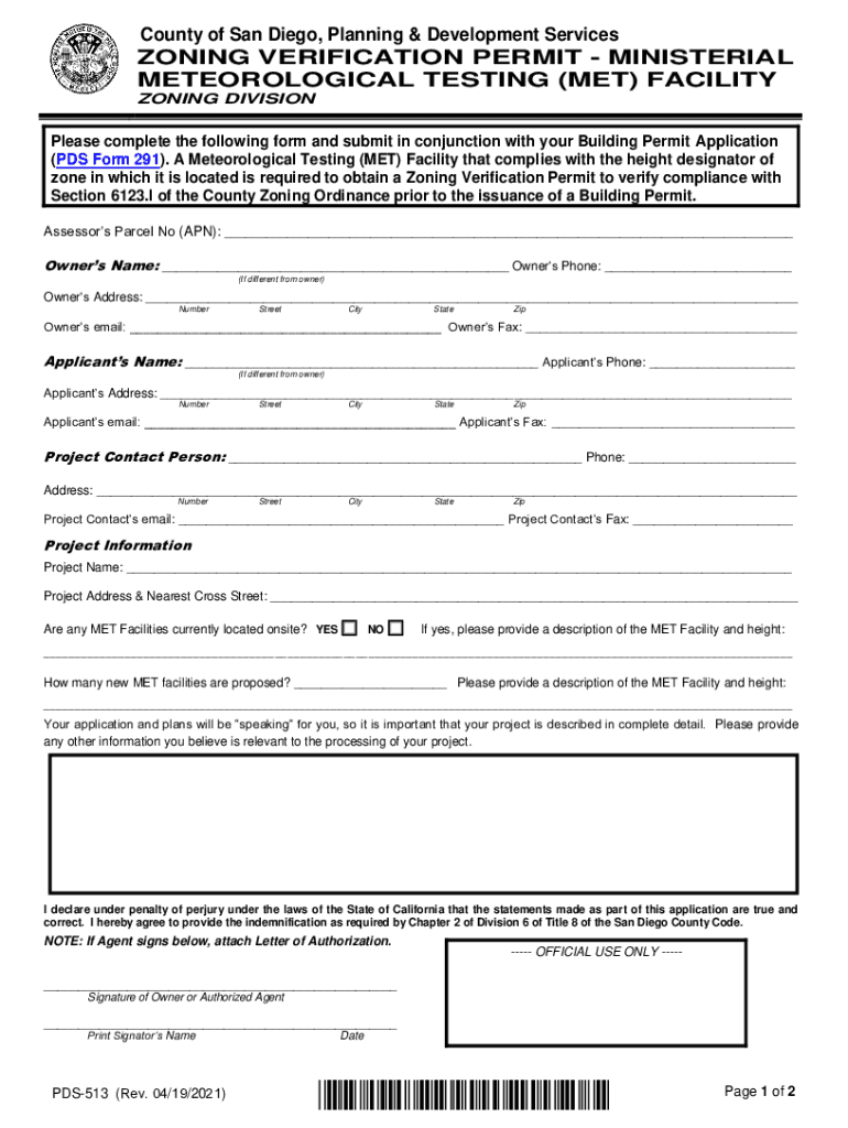  Fillable Online Zoning Verification Permit Ministerial 2021