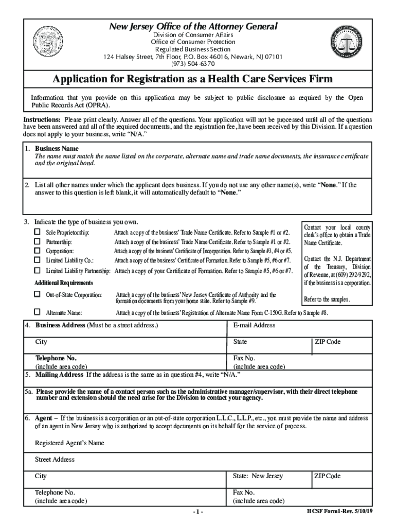  Health Care Service Firms New Jersey Division of Health Care Service Firms New Jersey Division of INSPECTION INFORMATION for APP 2019-2024