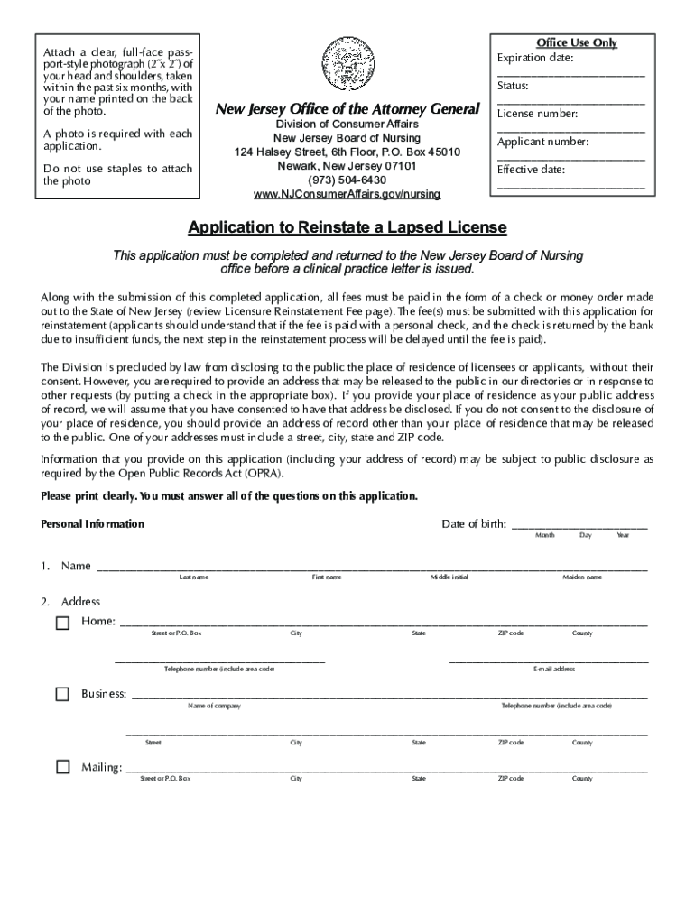  Division of Consumer AffairsNew Jersey Division of Consumer Affairs Newark, NJNew Jersey Division of Consumer Affairs Newark, NJ 2019-2024