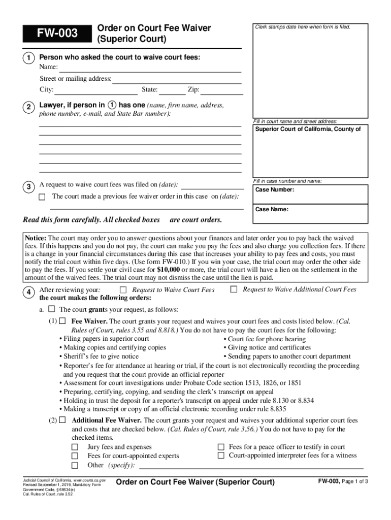  Form CA FW 003 Fill Online, Printable, Fillable 2019