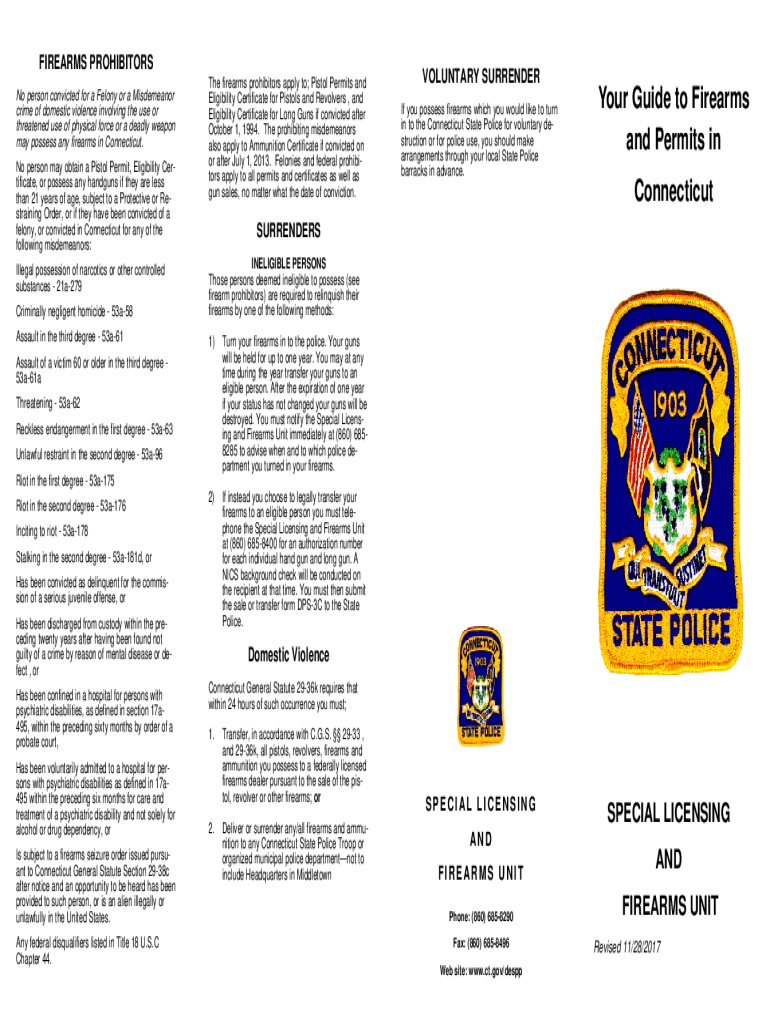 Special Licensing and Firearms Brochure  Form