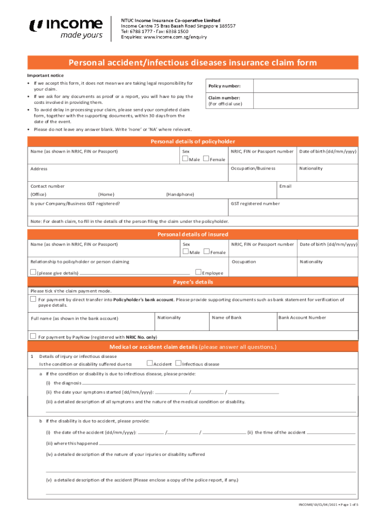  I50 Insurance Claim Form Income 2021-2024